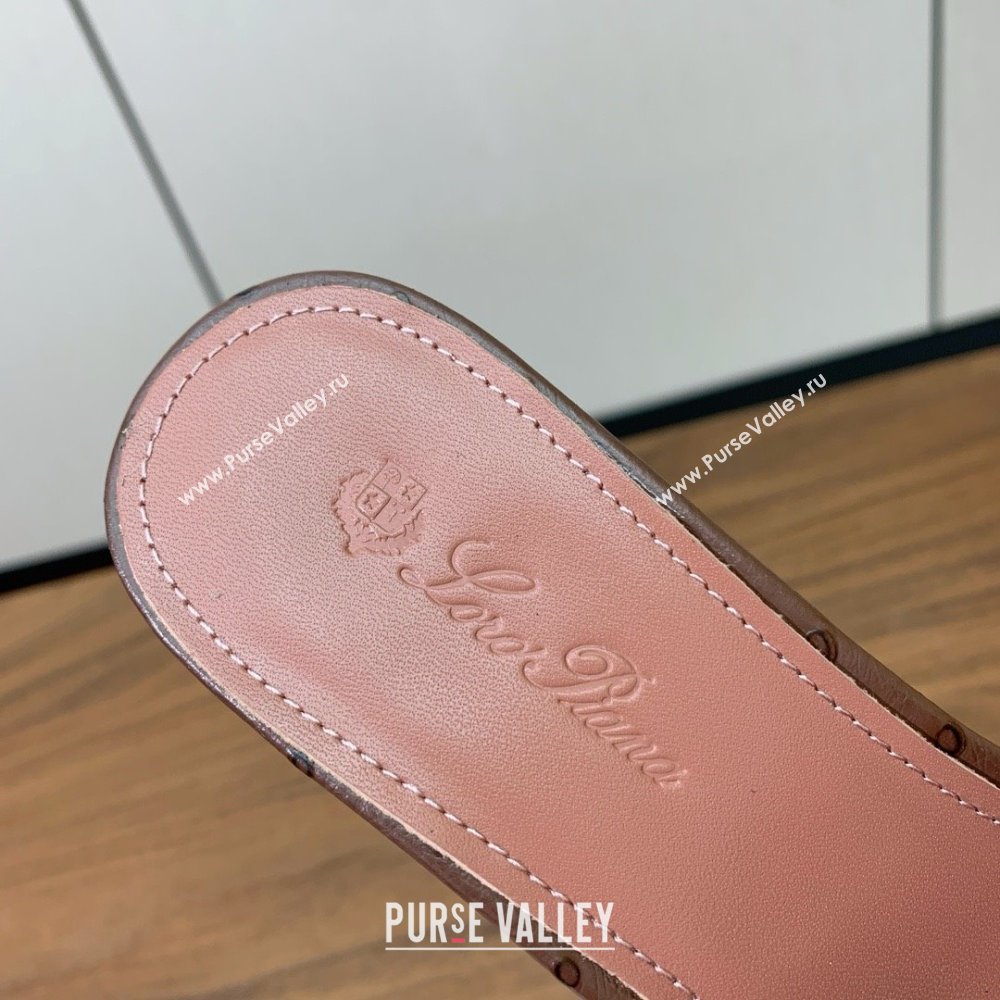 Loro Piana Summer Charms Sandal 5.5cm Heel in Ostrich Pattern Leather LP62304 Caramel 2025 (HH-25062304)