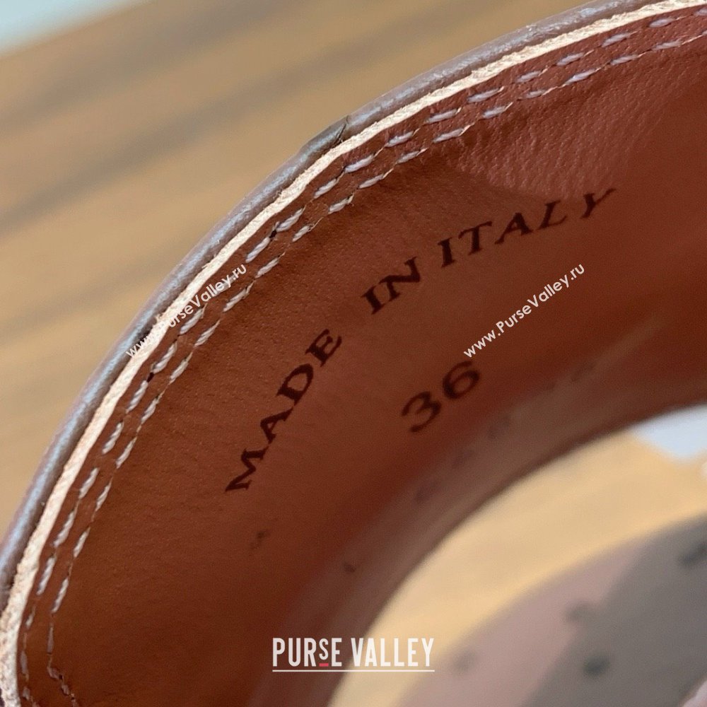Loro Piana Summer Charms Sandal 5.5cm Heel in Ostrich Pattern Leather LP62304 Caramel 2025 (HH-25062304)