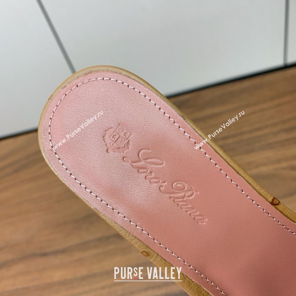 Loro Piana Summer Charms Sandal 5.5cm Heel in Ostrich Pattern Leather LP62307 Brown 2025 (HH-25062307)