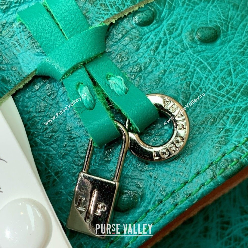 Loro Piana Summer Charms Sandal 5.5cm Heel in Ostrich Pattern Leather LP62309 Green 02 2025 (HH-25062309)