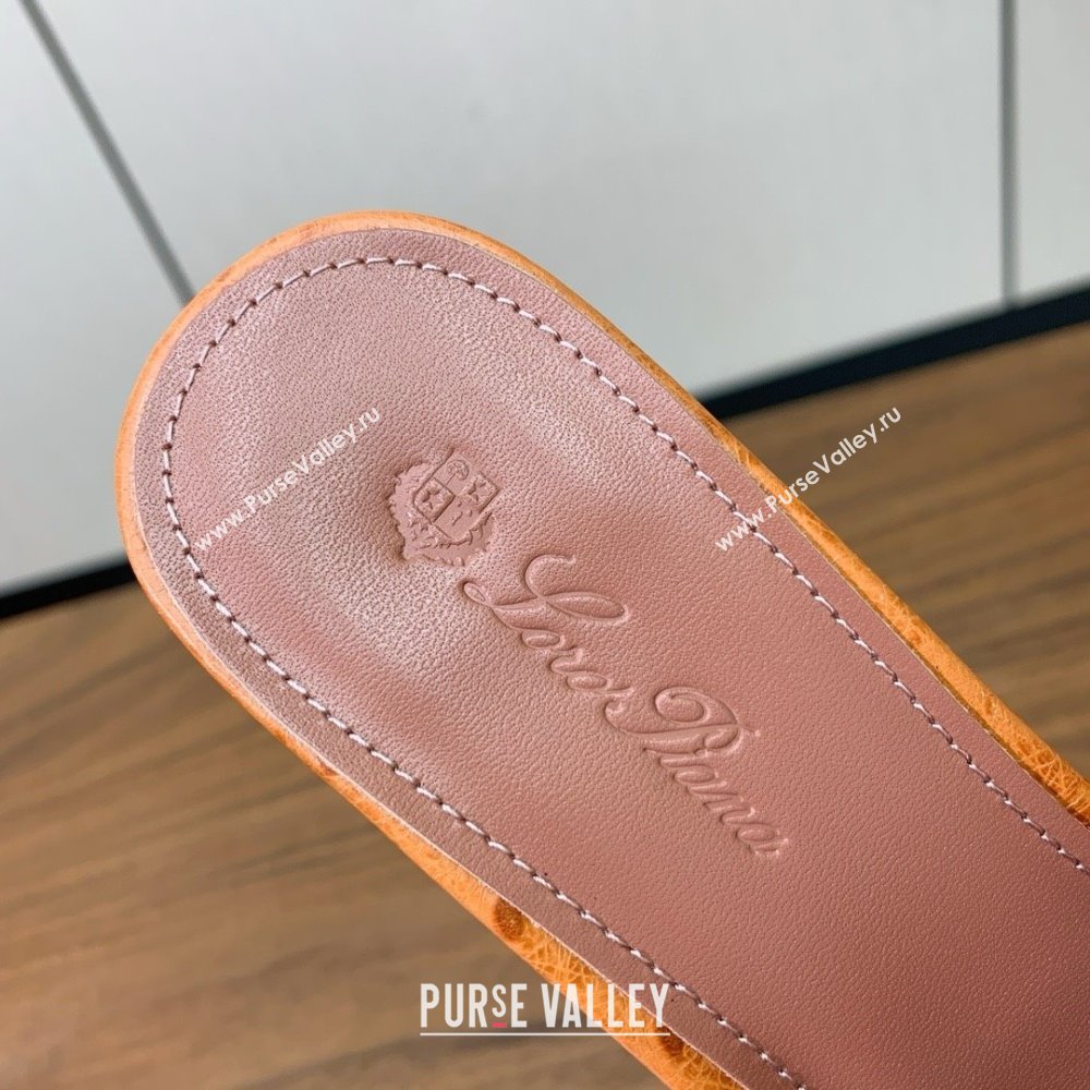 Loro Piana Summer Charms Sandal 5.5cm Heel in Ostrich Pattern Leather LP62310 Orange 2025 (HH-25062310)