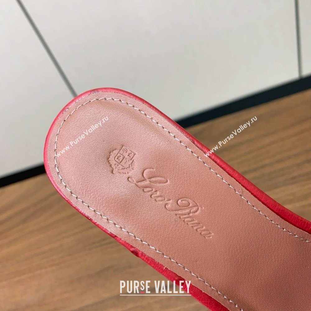Loro Piana Summer Charms Sandal 5.5cm Heel in Ostrich Pattern Leather LP62311 Red 2025 (HH-25062312)
