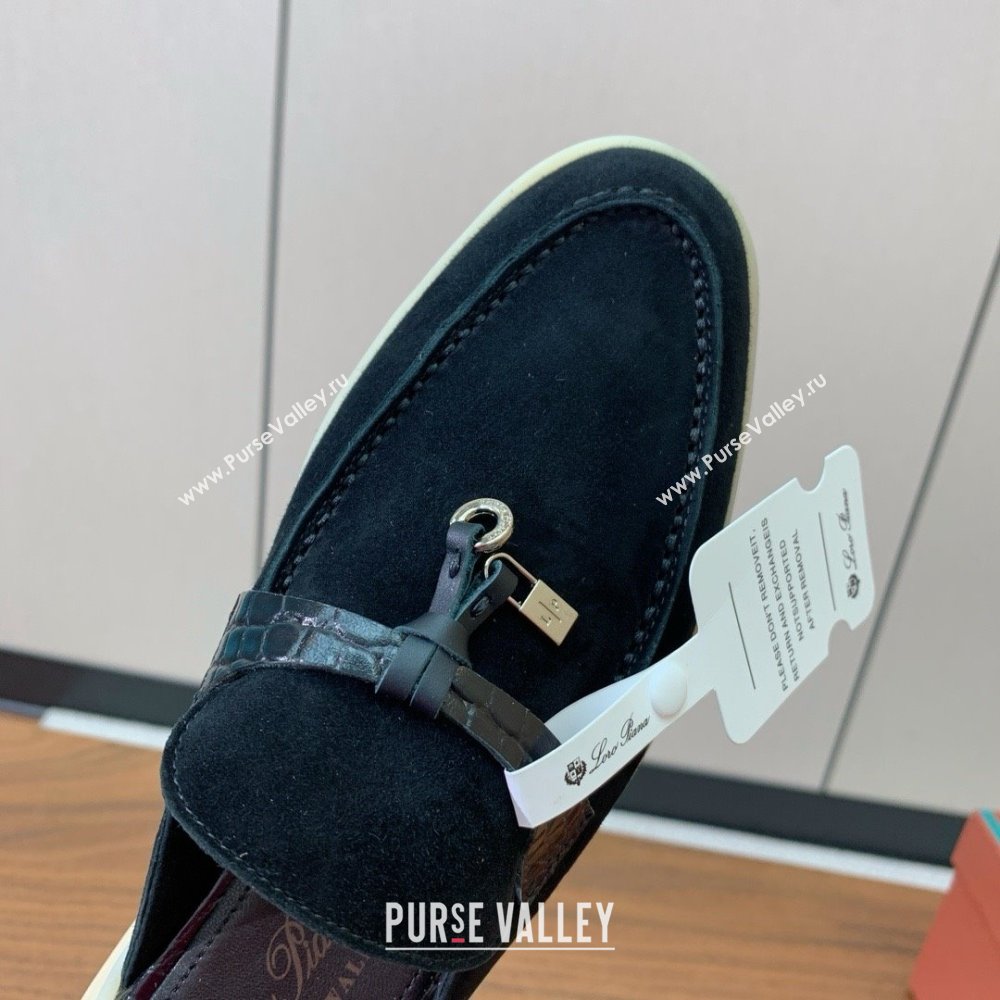 Loro Piana Charms Walk Babouche Loafer in Suede LP061916 Black 2025 (HH-25061916)