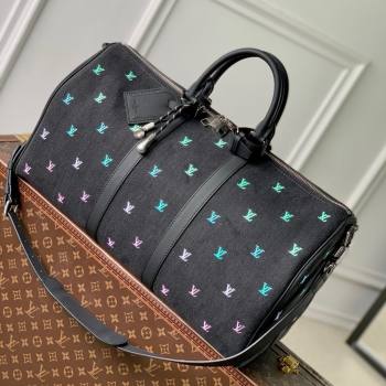 Louis Vuitton Keepall Bandouliere 50 in LV Blason Denim M13966 2025 (K-25061218)