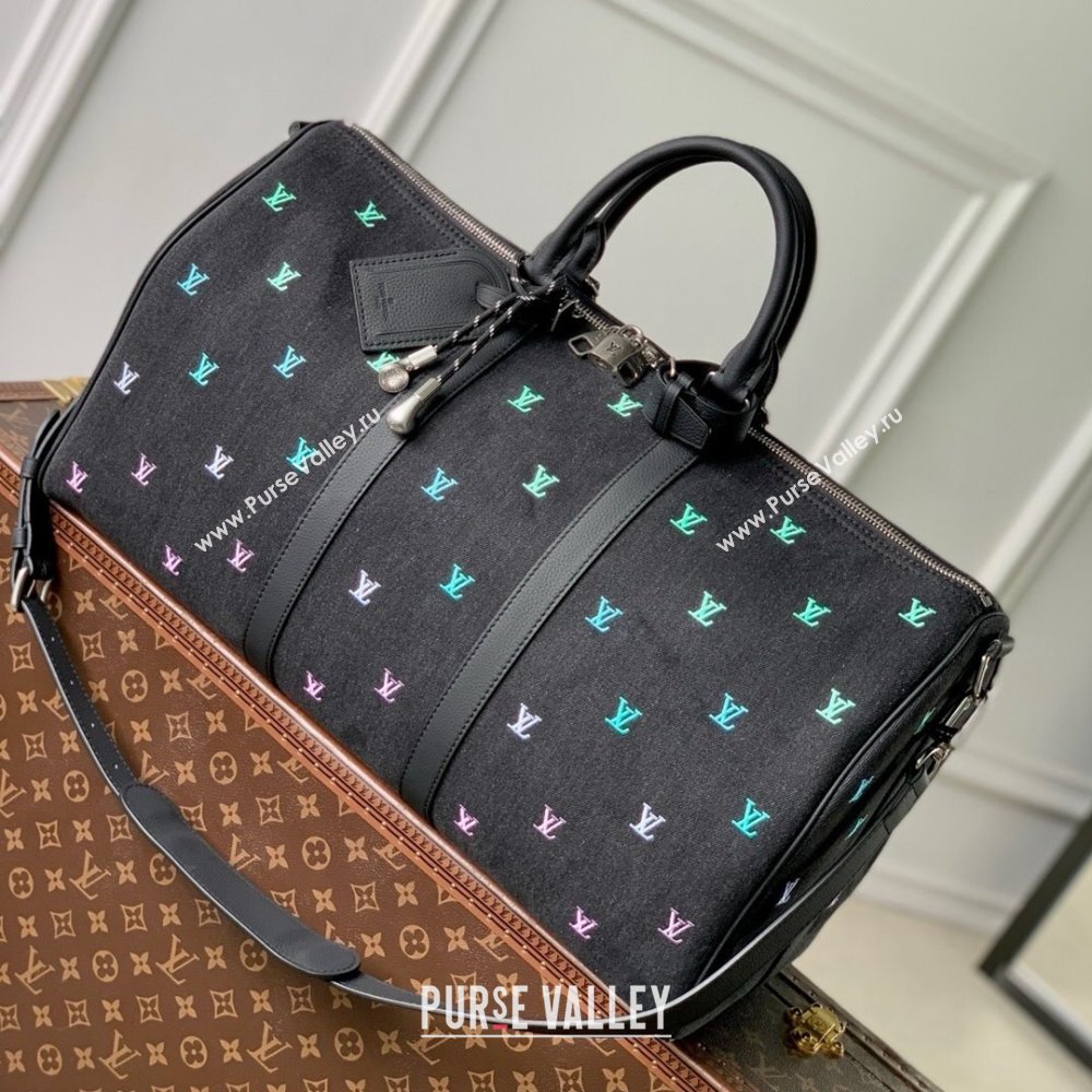 Louis Vuitton Keepall Bandouliere 50 in LV Blason Denim M13966 2025 (K-25061218)