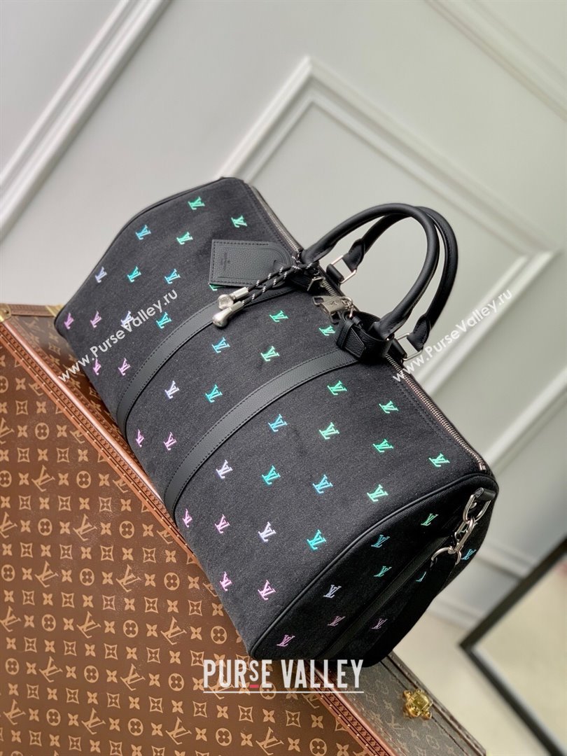 Louis Vuitton Keepall Bandouliere 50 in LV Blason Denim M13966 2025 (K-25061218)