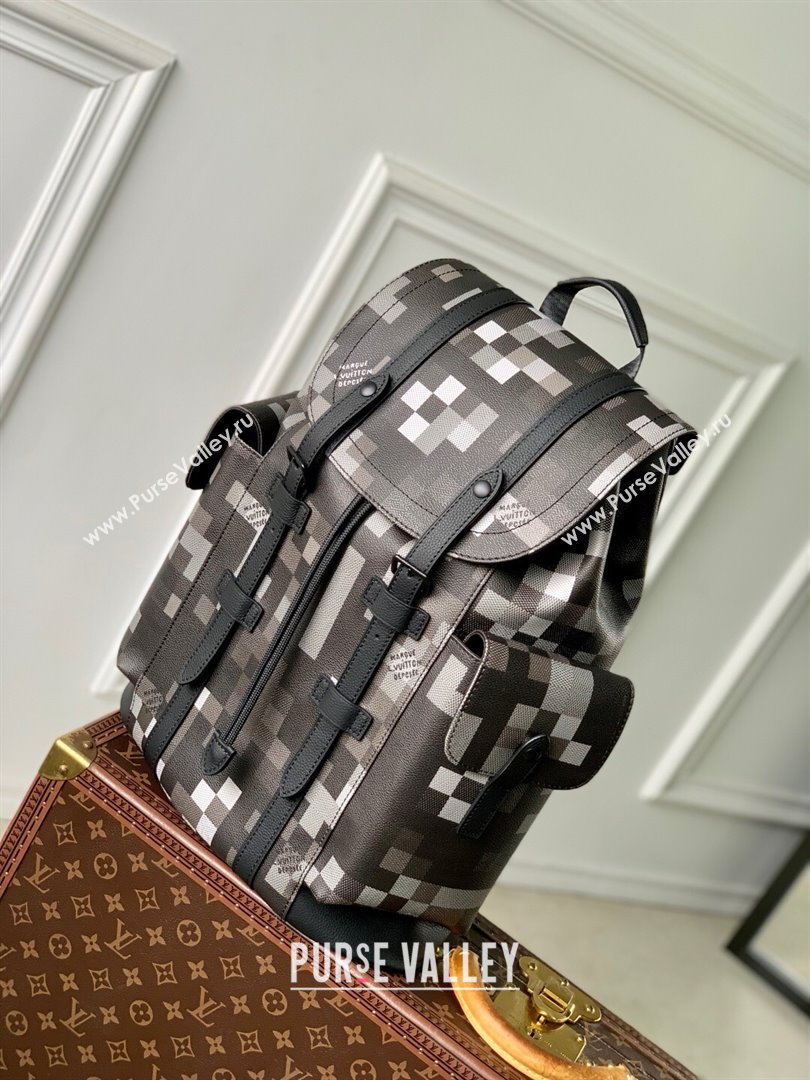 Louis Vuitton Christopher MM in Damoflage Black Canvas M14952 2025 (K-25061302)