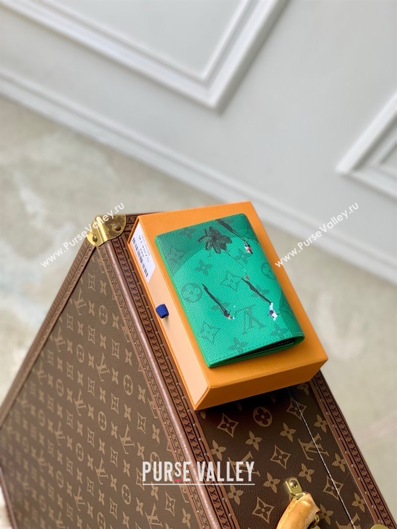 Louis Vuitton Passport Cover in Coloured Monogram Canvas M14875 Green 2025 (K-25061304)