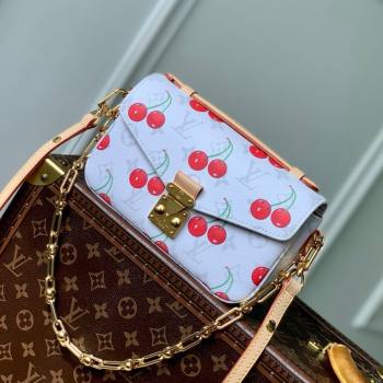 Louis Vuitton LV x TM Pochette Metis East West Bag in Monogram Cherry Canvas M14231 White 2025 (K-25061308)