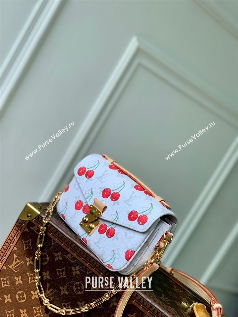 Louis Vuitton LV x TM Pochette Metis East West Bag in Monogram Cherry Canvas M14231 White 2025 (K-25061308)