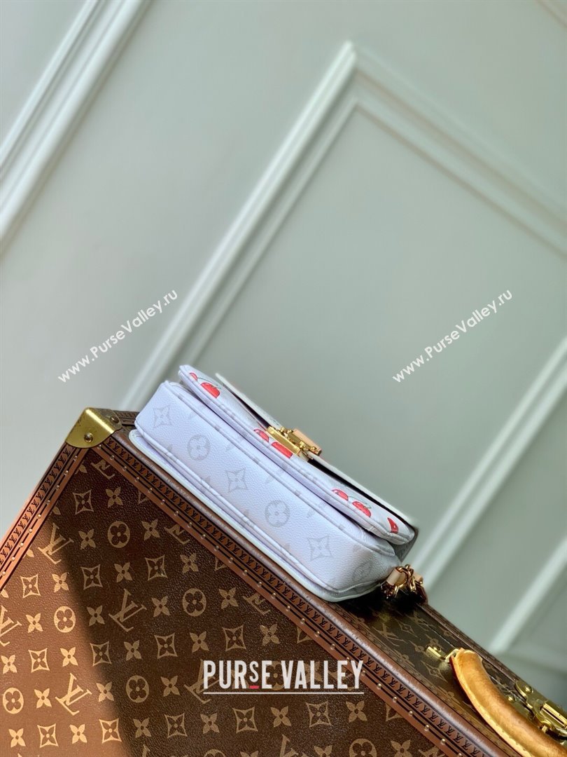 Louis Vuitton LV x TM Pochette Metis East West Bag in Monogram Cherry Canvas M14231 White 2025 (K-25061308)
