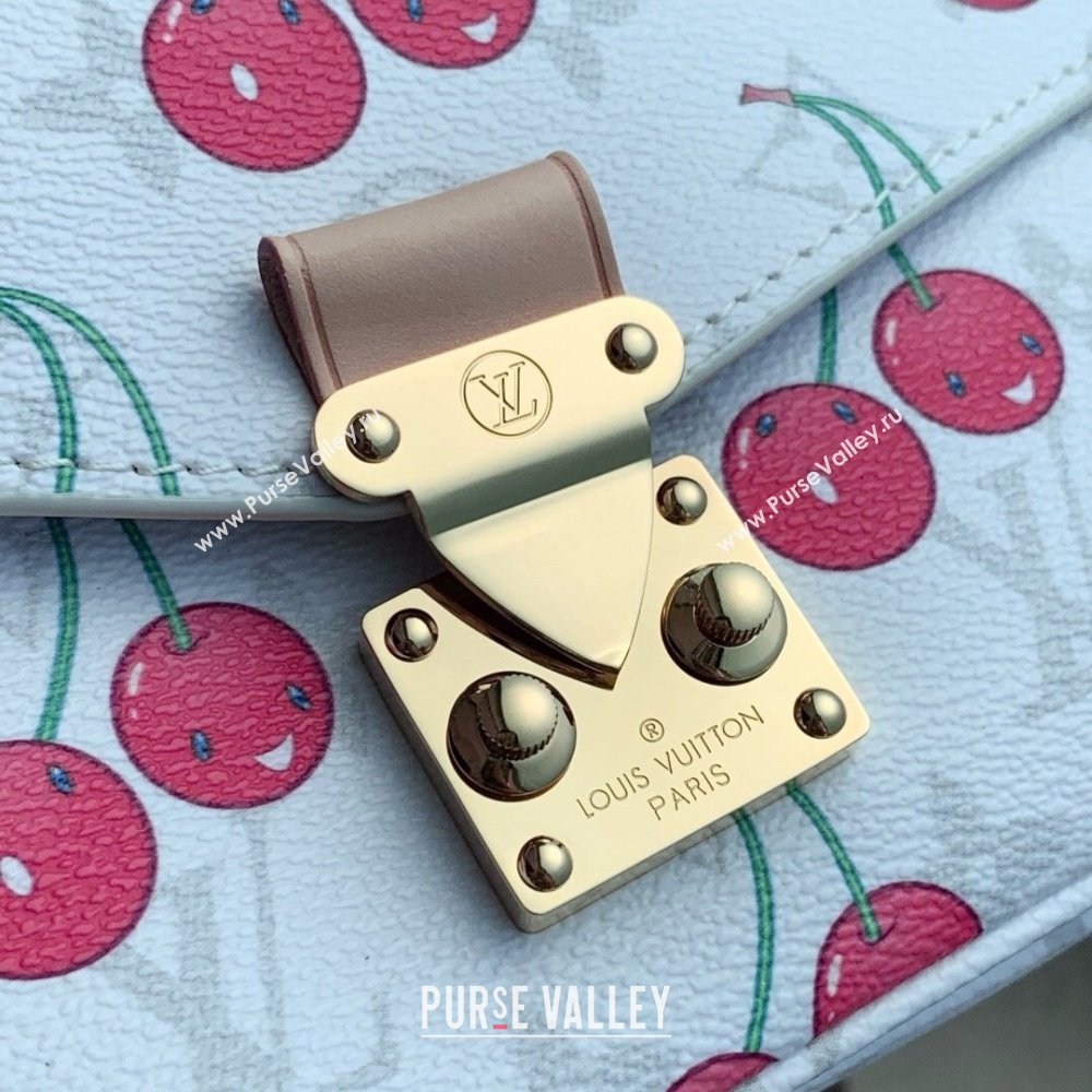 Louis Vuitton LV x TM Pochette Metis East West Bag in Monogram Cherry Canvas M14231 White 2025 (K-25061308)