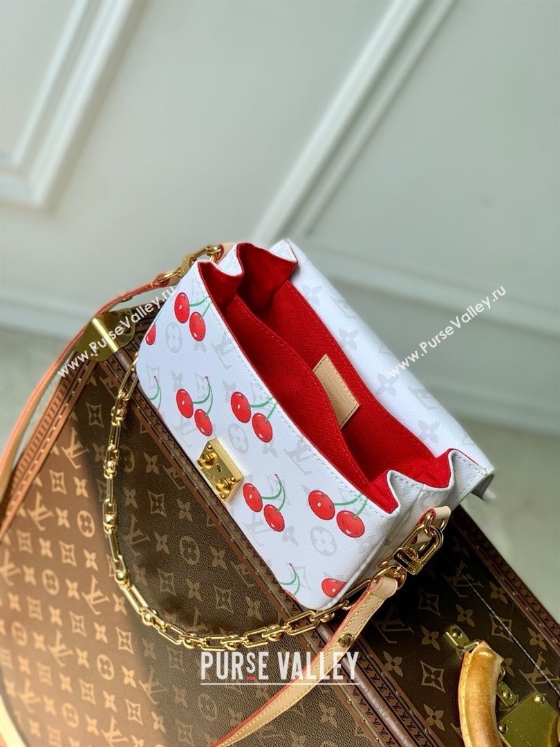 Louis Vuitton LV x TM Pochette Metis East West Bag in Monogram Cherry Canvas M14231 White 2025 (K-25061308)