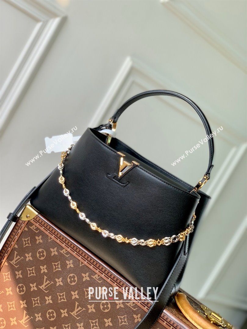 Louis Vuitton Capucines MM Souple Bag in Calf Leather M12924 Black 2025 (K-25061309)