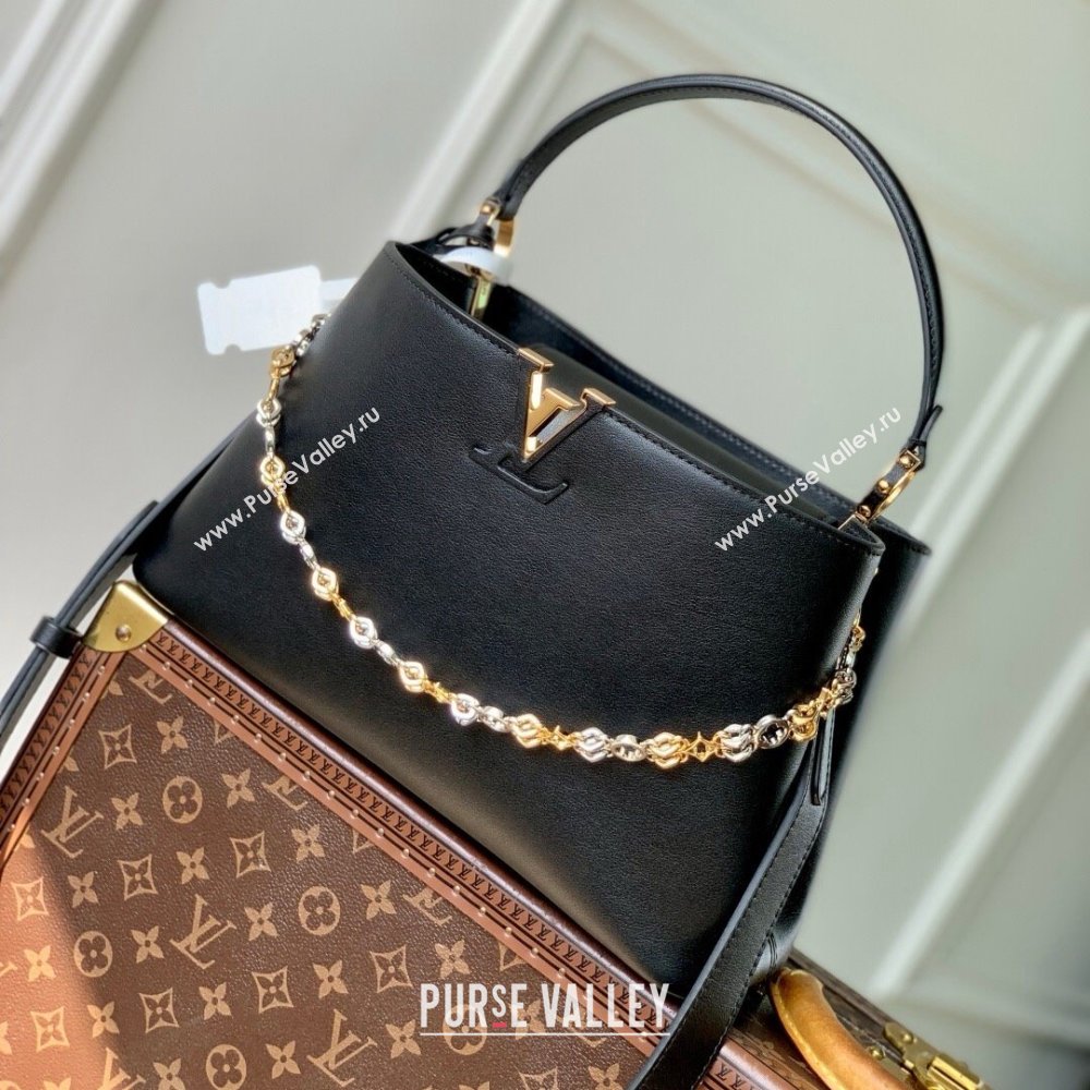 Louis Vuitton Capucines MM Souple Bag in Calf Leather M12924 Black 2025 (K-25061309)