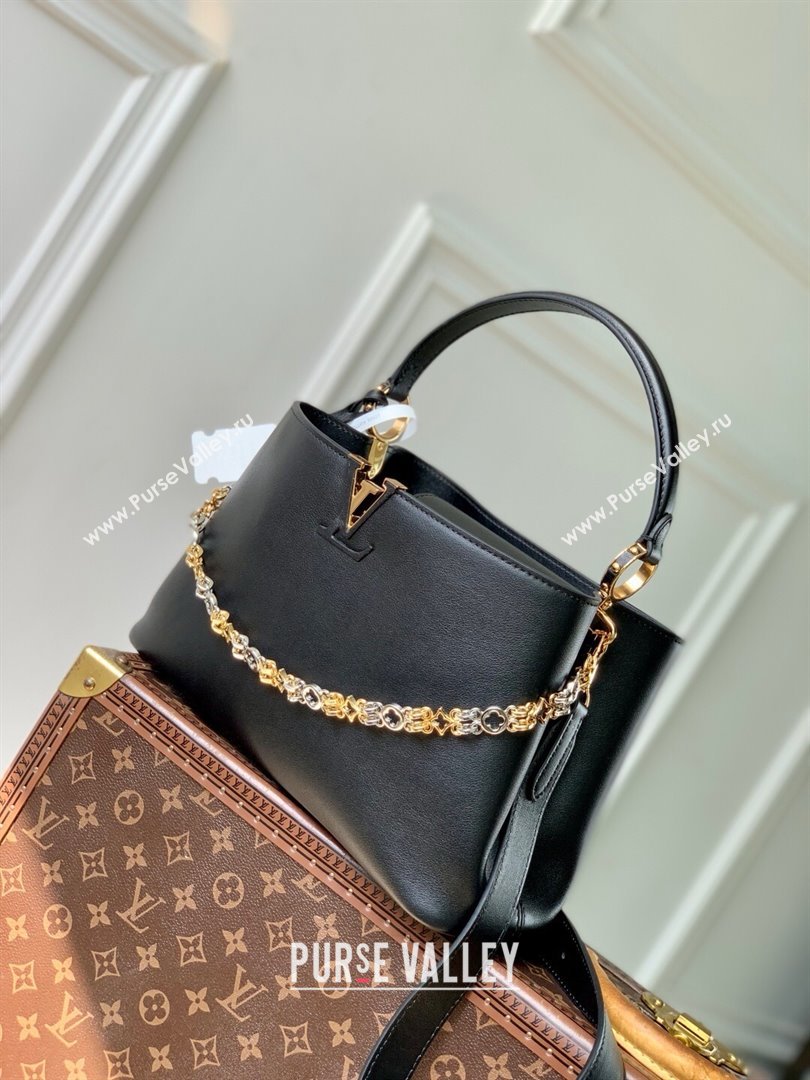 Louis Vuitton Capucines MM Souple Bag in Calf Leather M12924 Black 2025 (K-25061309)