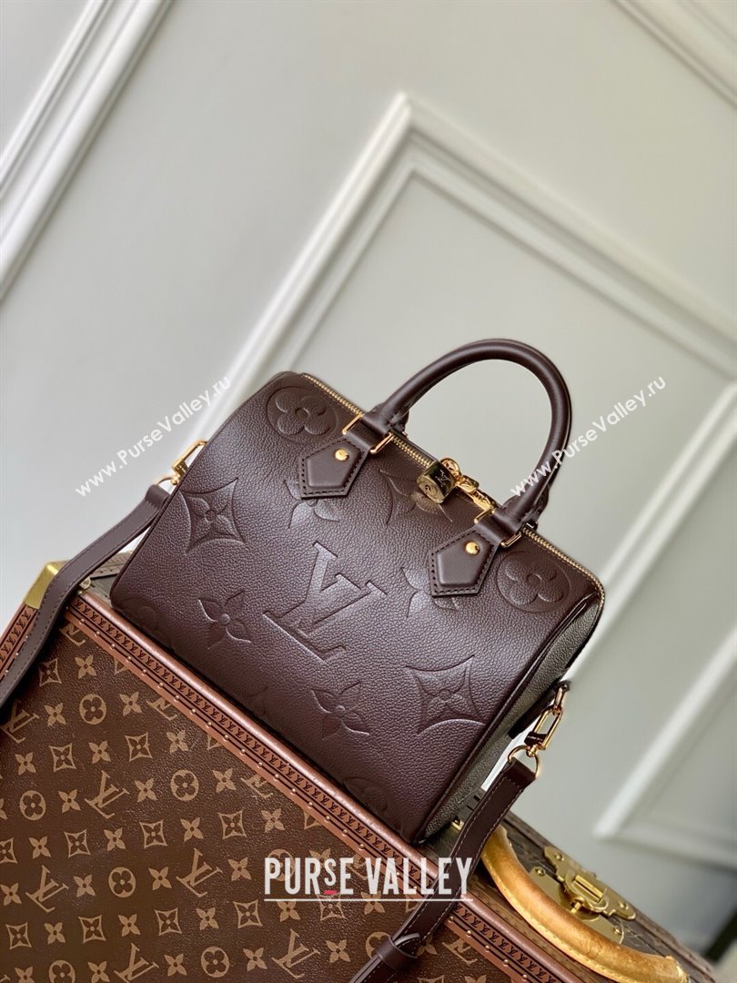 Louis Vuitton Speedy Bandouliere 25 Bag in Embossed Grained Cowhide Leather M14043 Burgundy 2025 (K-25061205)