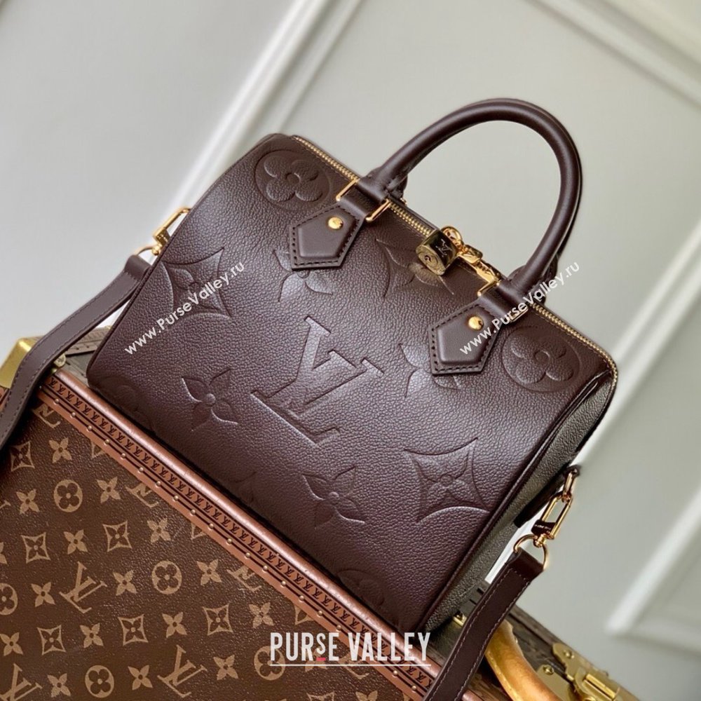 Louis Vuitton Speedy Bandouliere 25 Bag in Embossed Grained Cowhide Leather M14043 Burgundy 2025 (K-25061205)