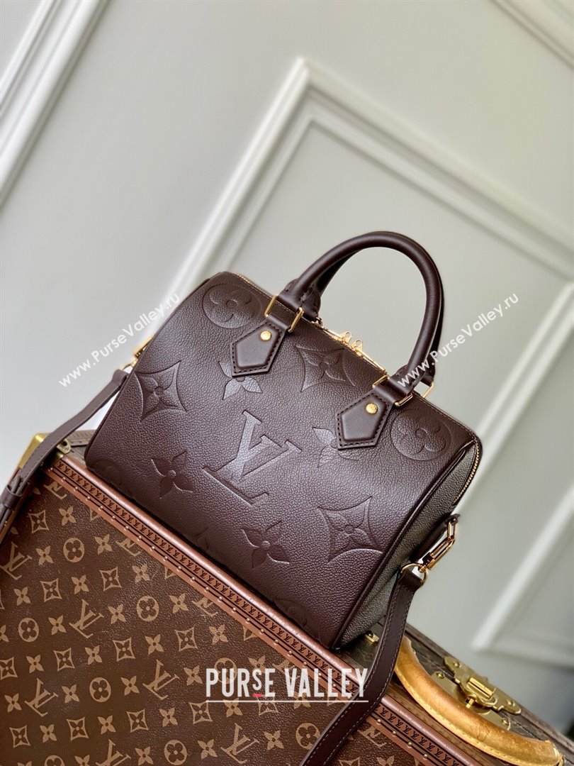 Louis Vuitton Speedy Bandouliere 25 Bag in Embossed Grained Cowhide Leather M14043 Burgundy 2025 (K-25061205)