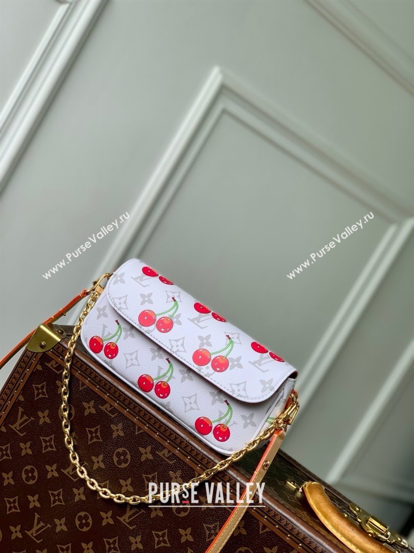 Louis Vuitton LV x TM Wallet On Chain Ivy Bag in Monogram Cherry Canvas M14239 White 2025 (K-25061314)
