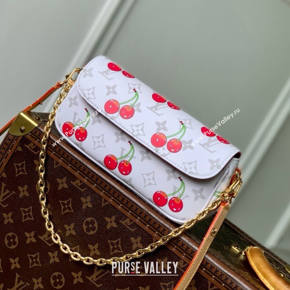 Louis Vuitton LV x TM Wallet On Chain Ivy Bag in Monogram Cherry Canvas M14239 White 2025 (K-25061314)