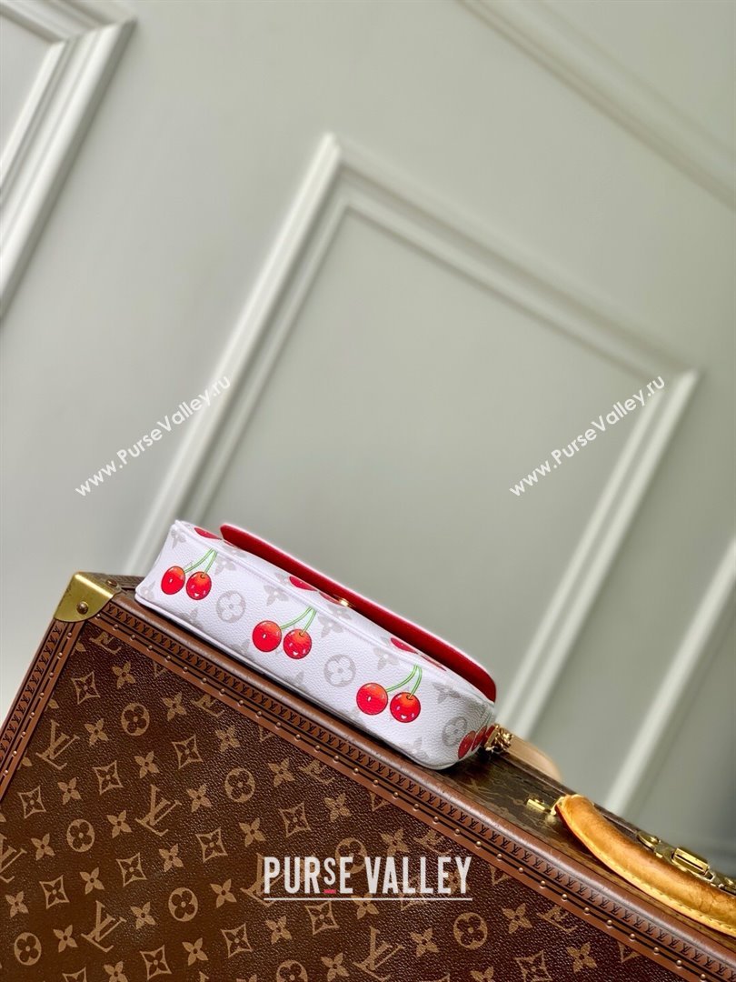 Louis Vuitton LV x TM Wallet On Chain Ivy Bag in Monogram Cherry Canvas M14239 White 2025 (K-25061314)