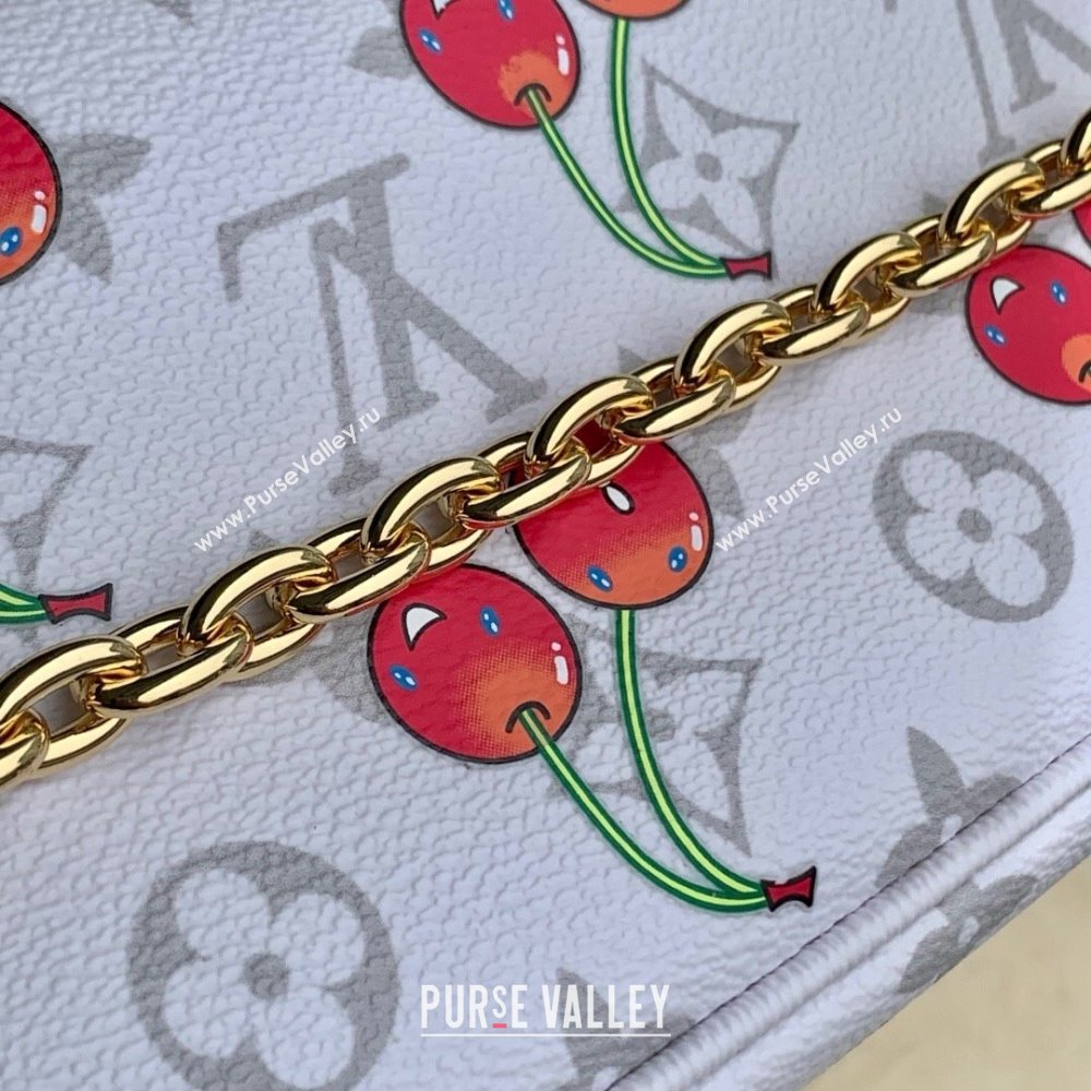 Louis Vuitton LV x TM Wallet On Chain Ivy Bag in Monogram Cherry Canvas M14239 White 2025 (K-25061314)