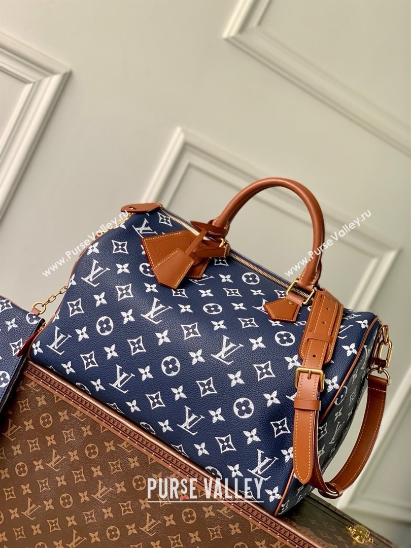 Louis Vuitton Speedy P9 Bandouliere 40 Bag in Calf Leather M24418 Blue 2025 (K-25061209)