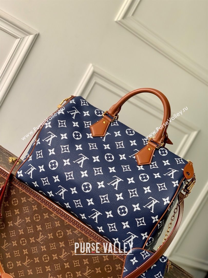 Louis Vuitton Speedy P9 Bandouliere 40 Bag in Calf Leather M24418 Blue 2025 (K-25061209)