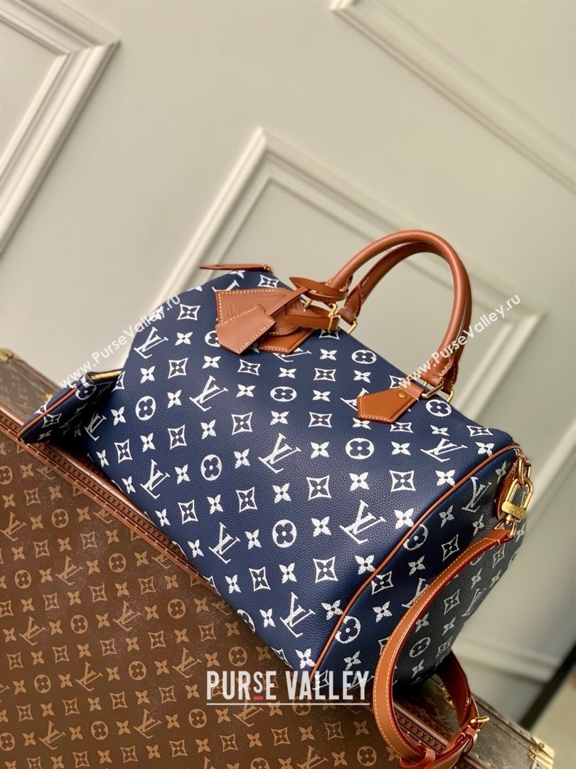 Louis Vuitton Speedy P9 Bandouliere 40 Bag in Calf Leather M24418 Blue 2025 (K-25061209)