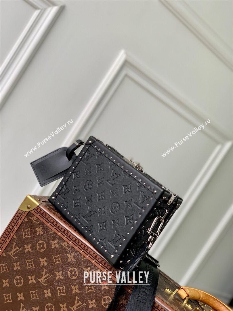 Louis Vuitton Clutch Box Bag in Monogram Shadow Embossed Cowhide Leather M12876 Black 2025 (K-25061810)