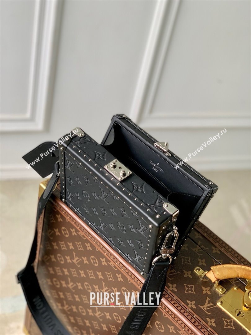Louis Vuitton Clutch Box Bag in Monogram Shadow Embossed Cowhide Leather M12876 Black 2025 (K-25061810)