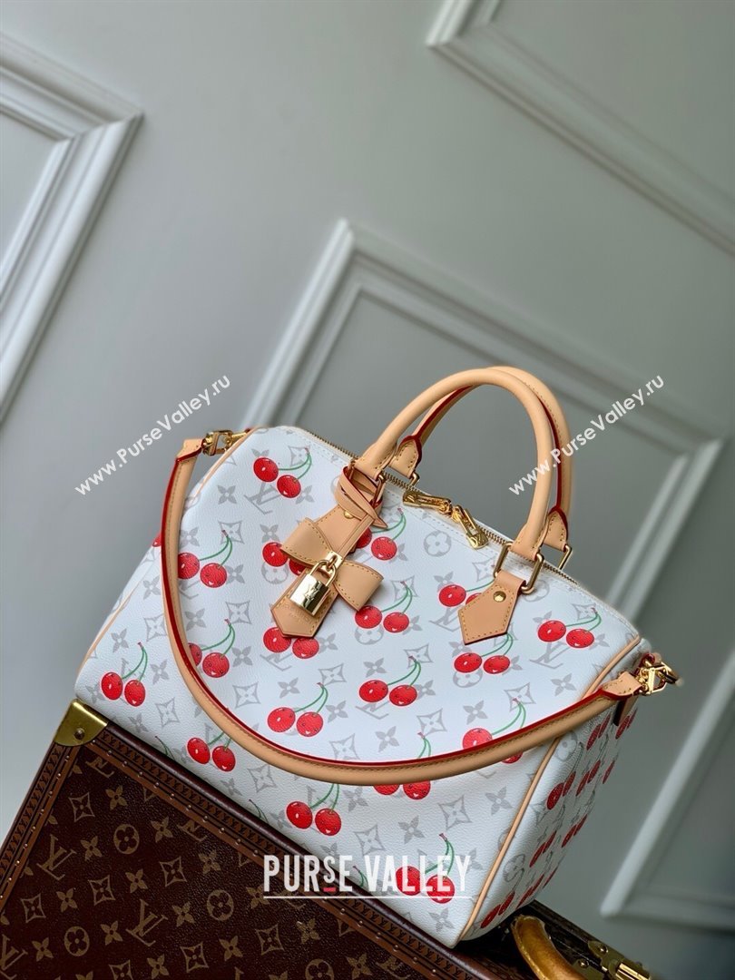 Louis Vuitton LV x TM Speedy Soft Bandouliere 30 Bag in Monogram Cherry Canvas M14238 White 2025 (K-25061408)