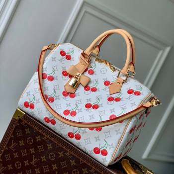 Louis Vuitton LV x TM Speedy Soft Bandouliere 30 Bag in Monogram Cherry Canvas M14238 White 2025 (K-25061408)