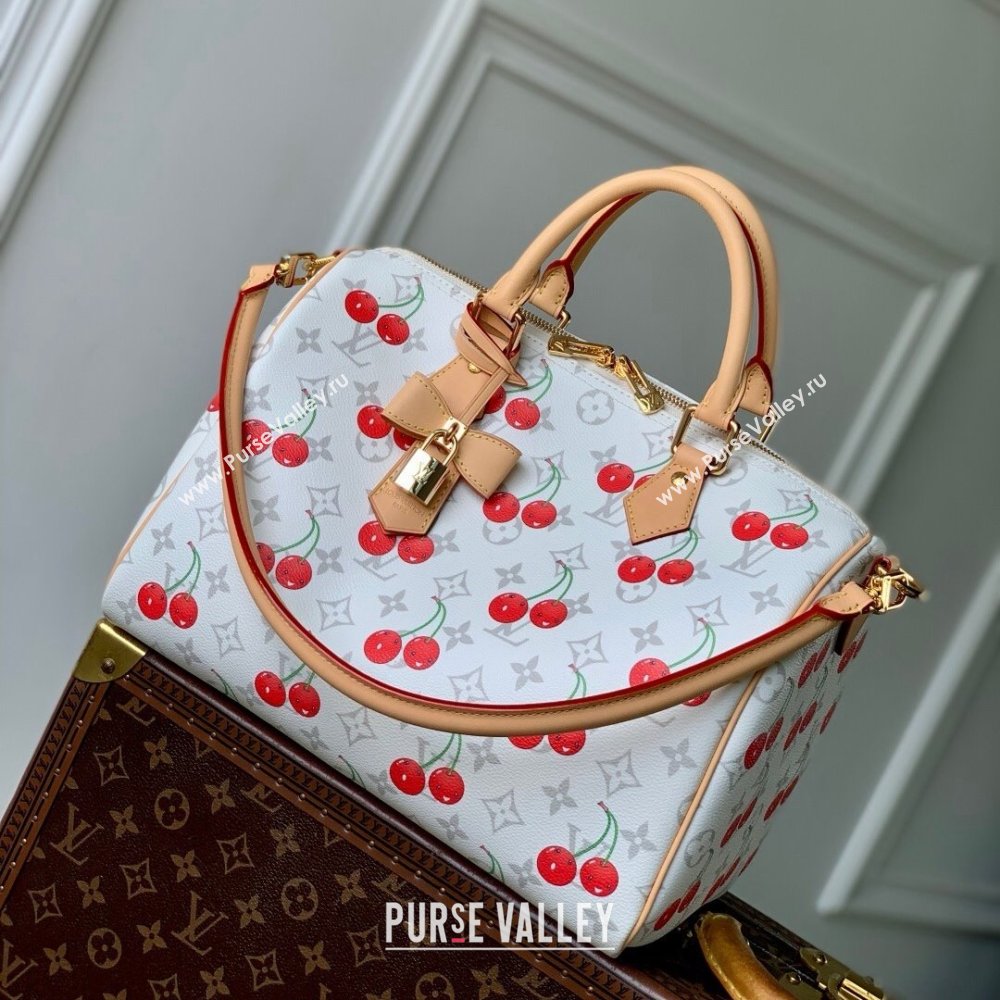 Louis Vuitton LV x TM Speedy Soft Bandouliere 30 Bag in Monogram Cherry Canvas M14238 White 2025 (K-25061408)