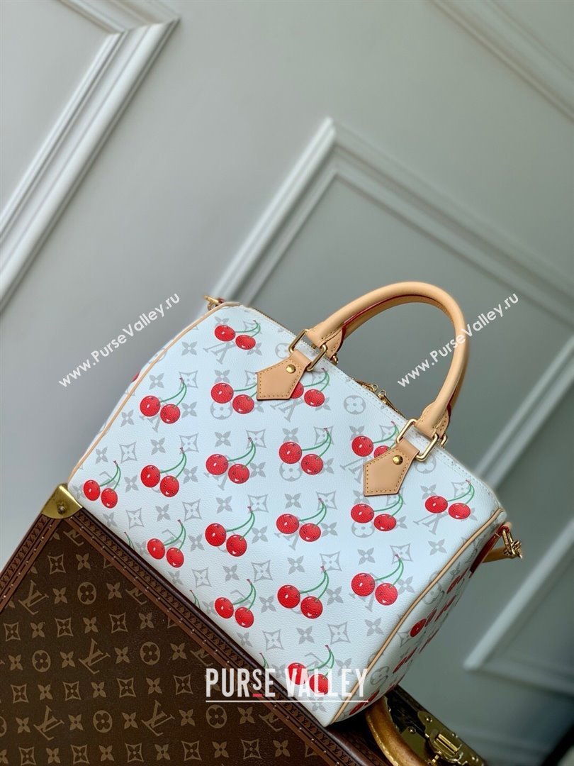 Louis Vuitton LV x TM Speedy Soft Bandouliere 30 Bag in Monogram Cherry Canvas M14238 White 2025 (K-25061408)