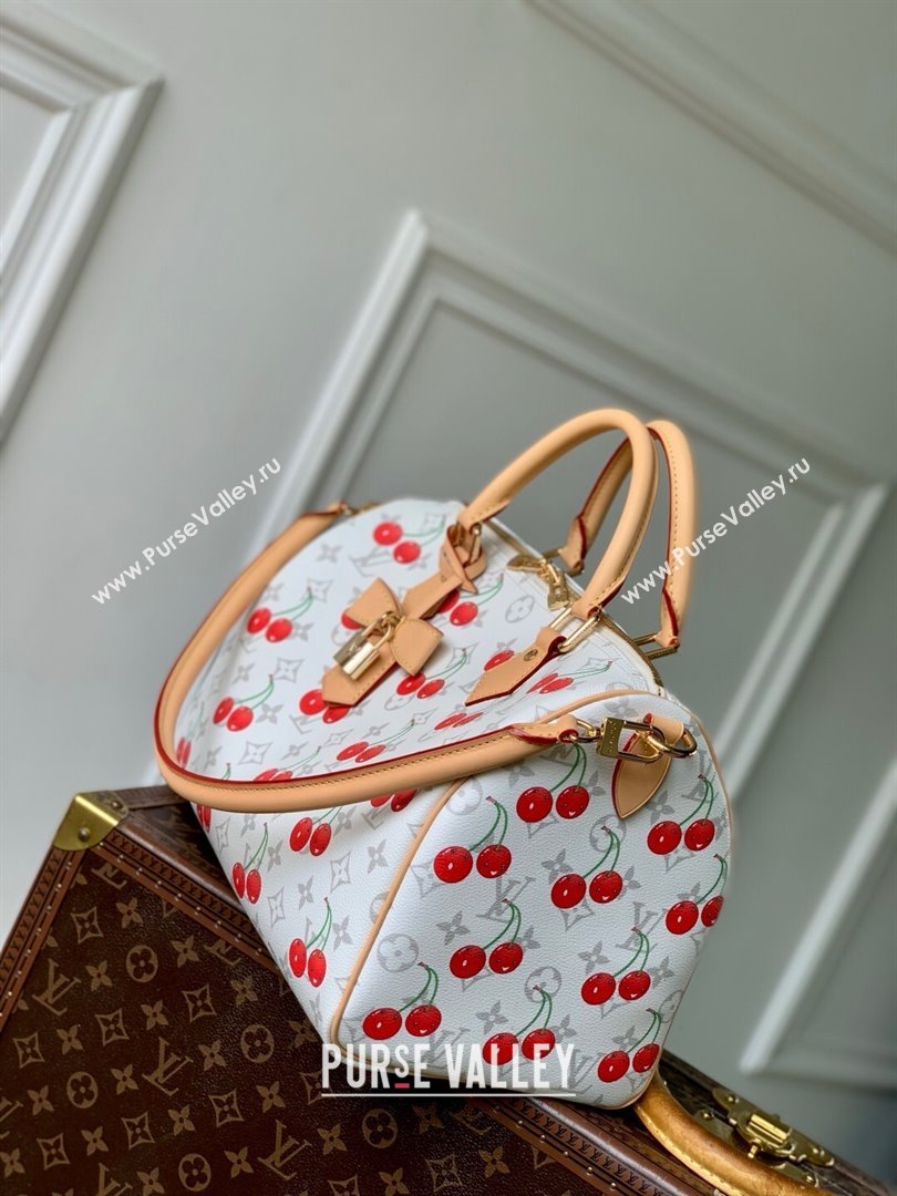 Louis Vuitton LV x TM Speedy Soft Bandouliere 30 Bag in Monogram Cherry Canvas M14238 White 2025 (K-25061408)
