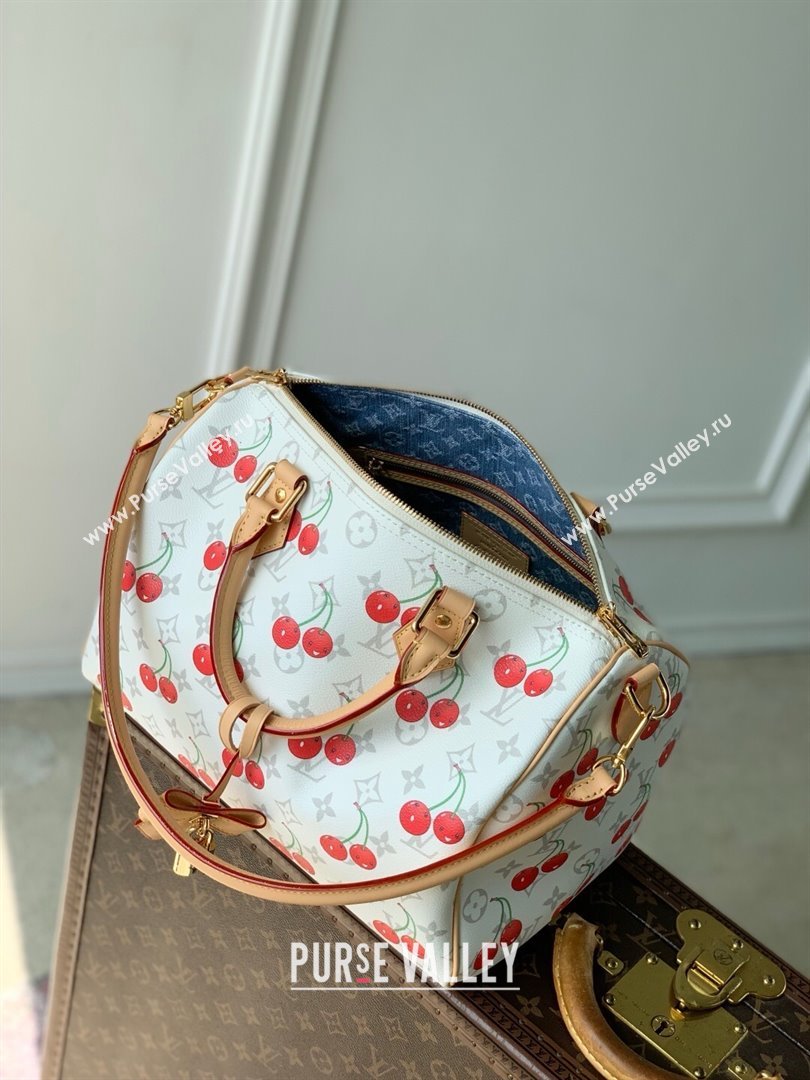 Louis Vuitton LV x TM Speedy Soft Bandouliere 30 Bag in Monogram Cherry Canvas M14238 White 2025 (K-25061408)