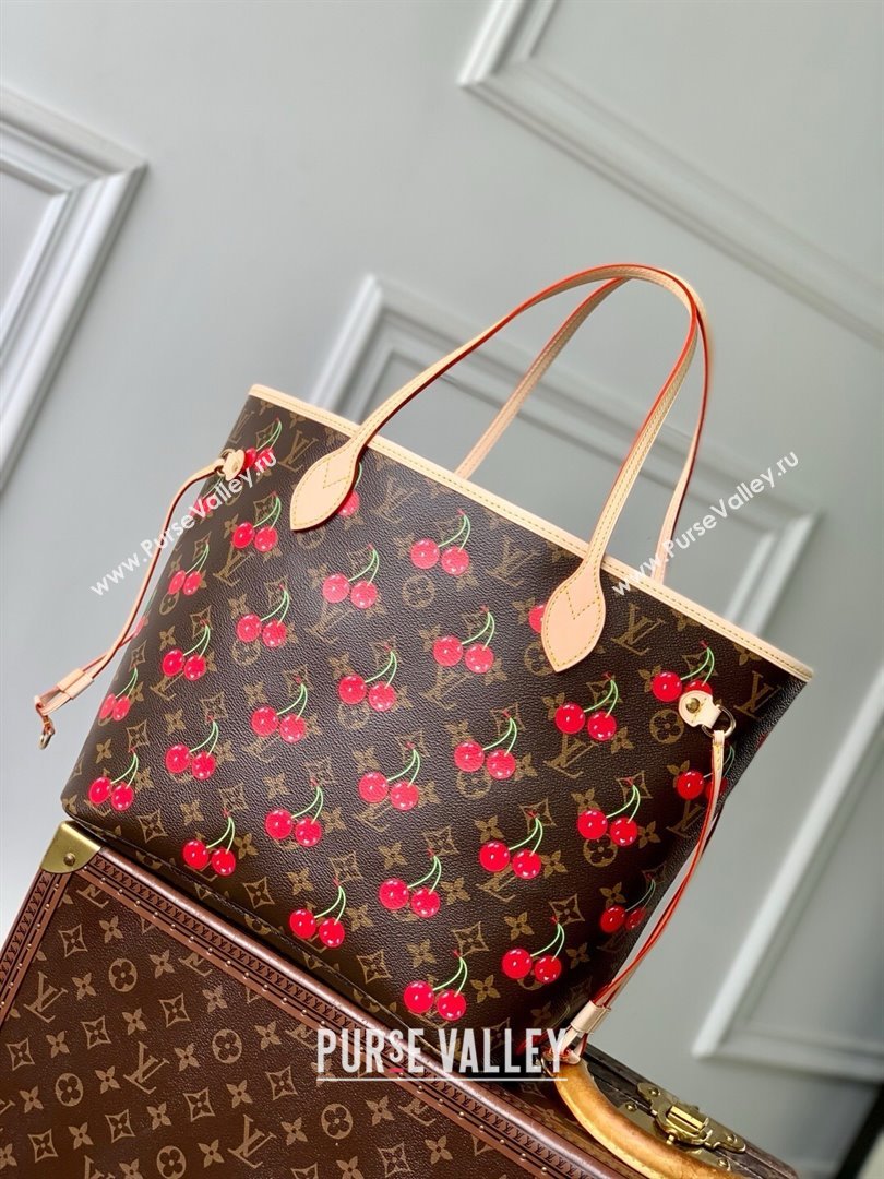 Louis Vuitton LV x TM Neverfull MM Bag in Monogram Cherry Canvas M13263 2025 (K-25061605)