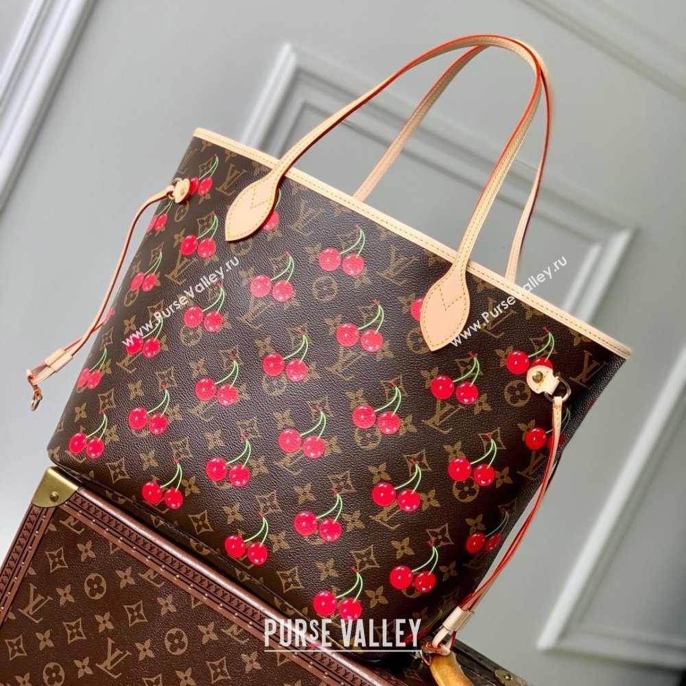 Louis Vuitton LV x TM Neverfull MM Bag in Monogram Cherry Canvas M13263 2025 (K-25061605)