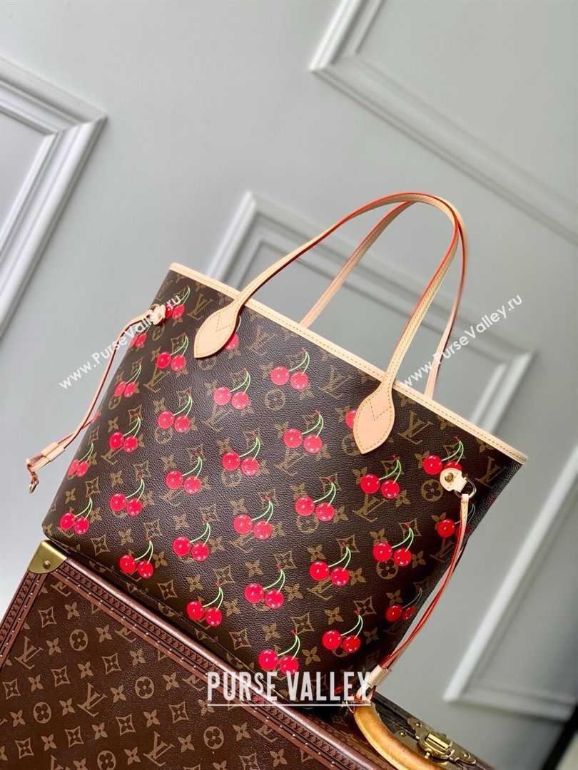 Louis Vuitton LV x TM Neverfull MM Bag in Monogram Cherry Canvas M13263 2025 (K-25061605)
