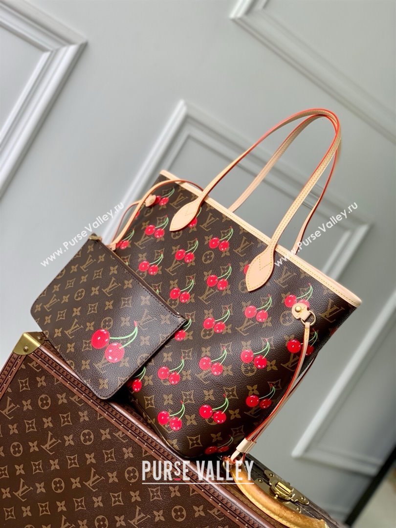 Louis Vuitton LV x TM Neverfull MM Bag in Monogram Cherry Canvas M13263 2025 (K-25061605)