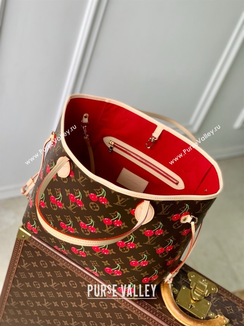 Louis Vuitton LV x TM Neverfull MM Bag in Monogram Cherry Canvas M13263 2025 (K-25061605)
