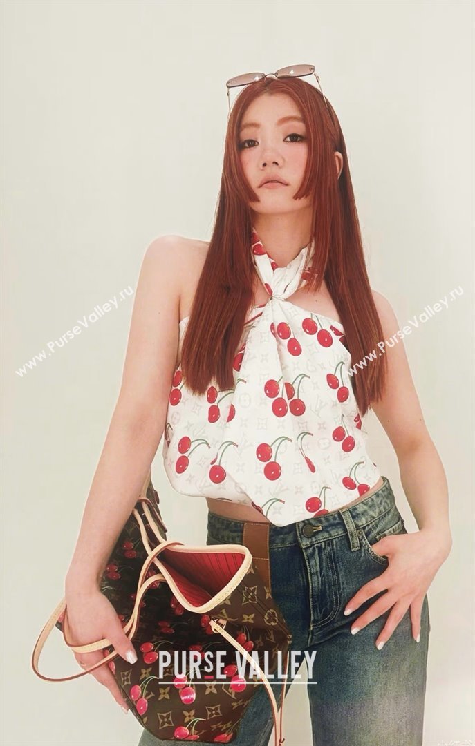 Louis Vuitton LV x TM Neverfull MM Bag in Monogram Cherry Canvas M13263 2025 (K-25061605)