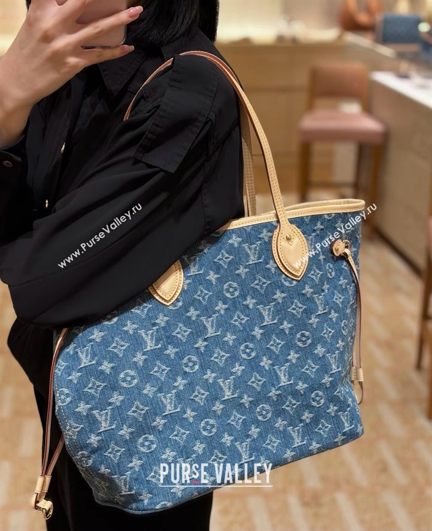 Louis Vuitton Neverfull MM Bag in Monogram Denim Blue M13192 2025 (K-25061620)