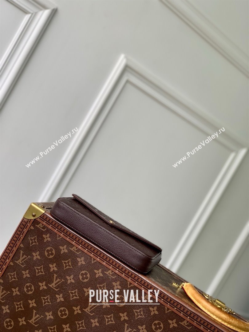 Louis Vuitton Felicie Pochette Bag in Embossed Grained Leather M14193 Chocolate 2025 (K-25061610)