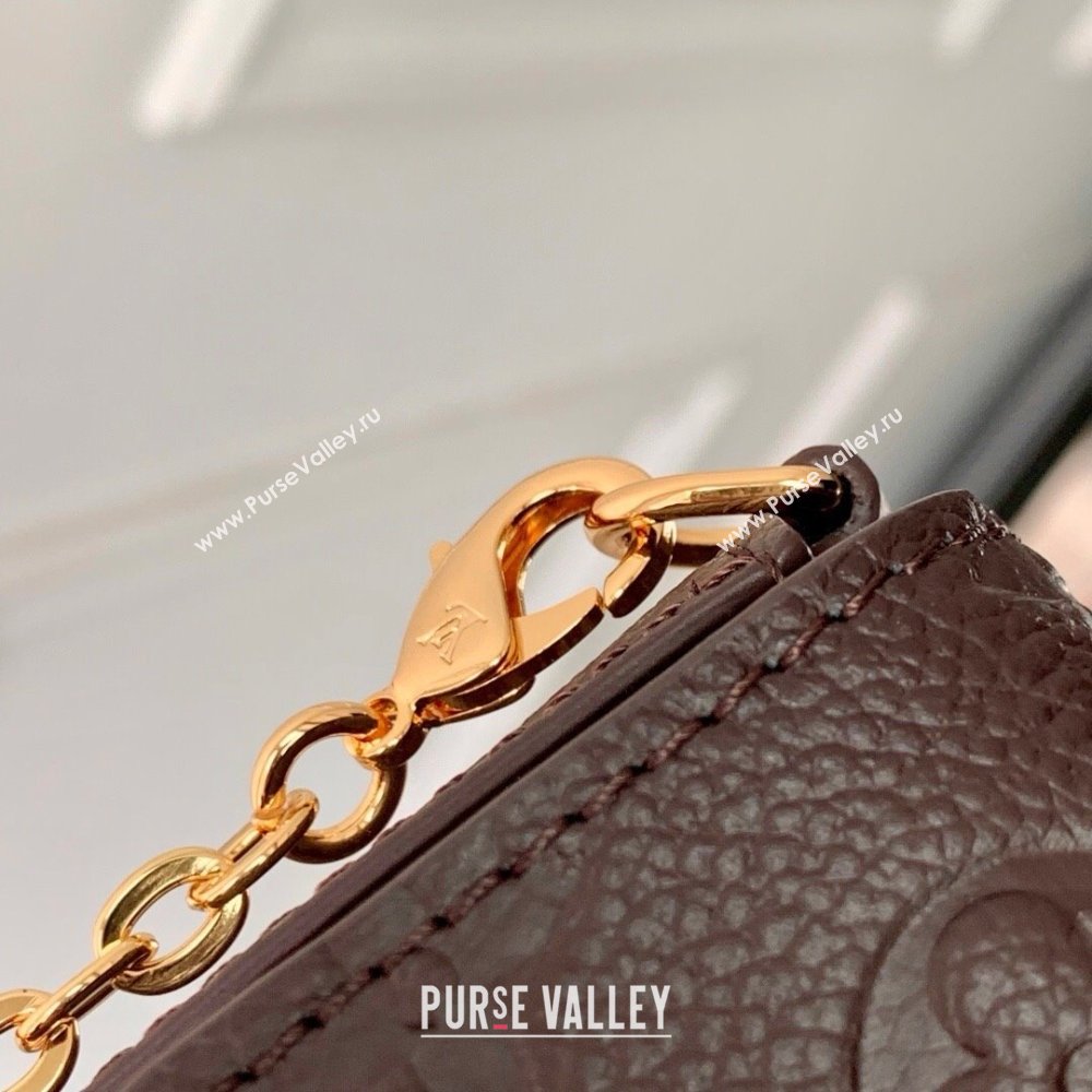 Louis Vuitton Felicie Pochette Bag in Embossed Grained Leather M14193 Chocolate 2025 (K-25061610)