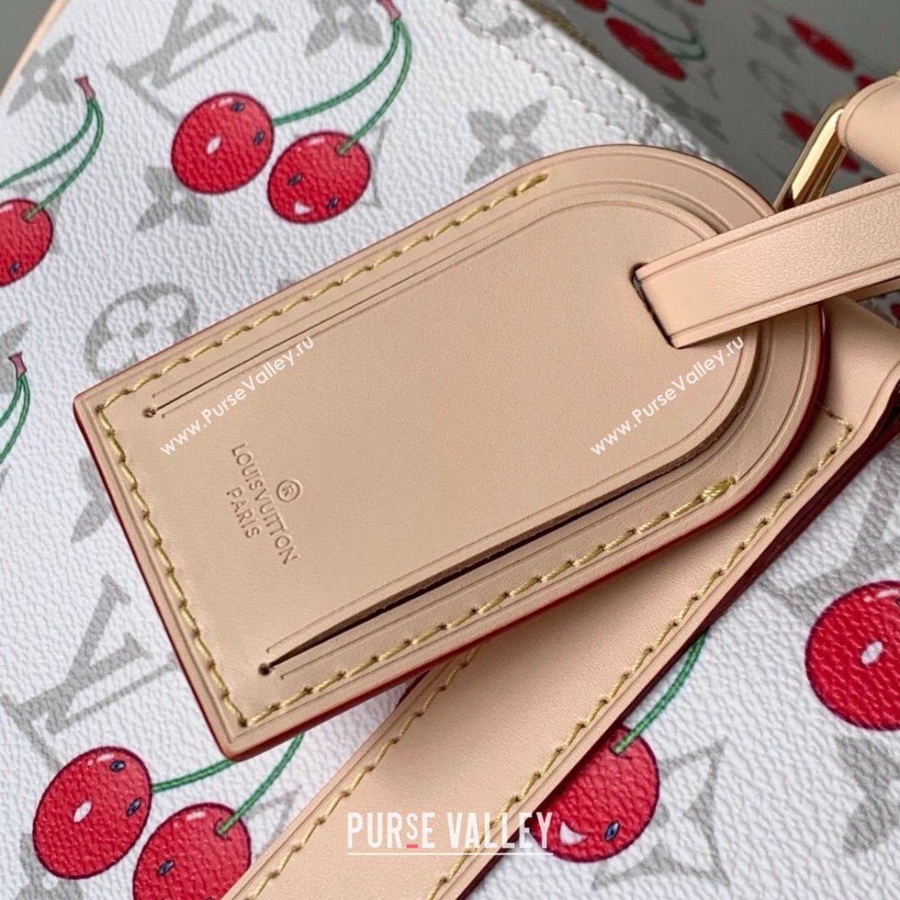 Louis Vuitton LV x TM Keepall Bandouliere 45 Bag in Monogram Cherry Canvas M13764 White 2025 (K-25061606)