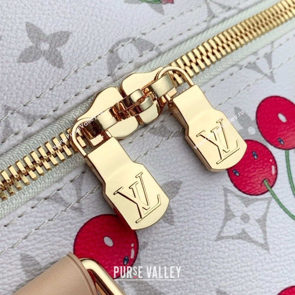Louis Vuitton LV x TM Keepall Bandouliere 45 Bag in Monogram Cherry Canvas M13764 White 2025 (K-25061606)