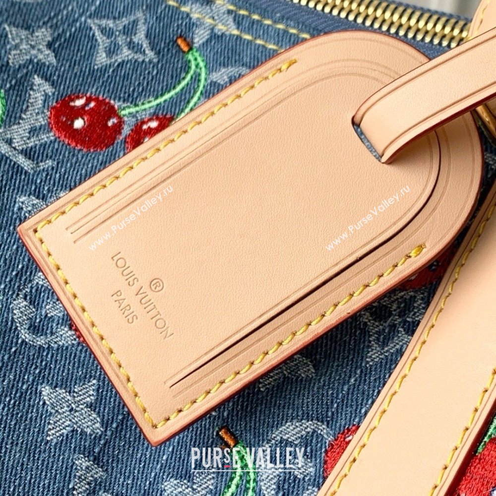 Louis Vuitton LV x TM Keepall Bandouliere 45 Bag in Monogram Cherry Denim Blue 2025 (K-25061608)